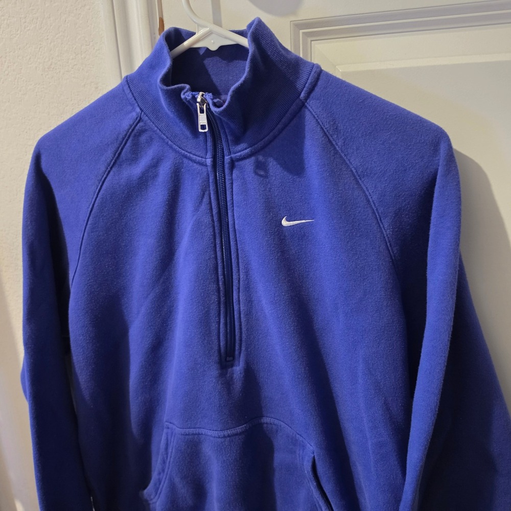 Nike Athletic Dept Womens XL Royal Blue Quarter Zip Fleece Pullover Sweatshirt